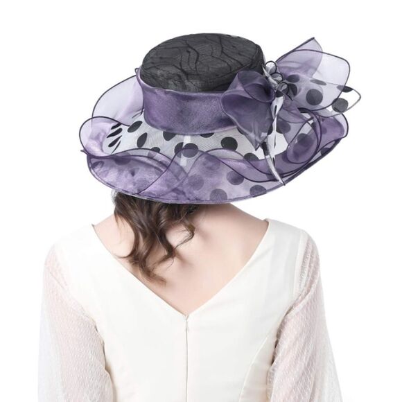 Church Fascinator Wedding Tea Party Derby Hats Flower Wide Brim Sun Hat - Picture 5 of 5